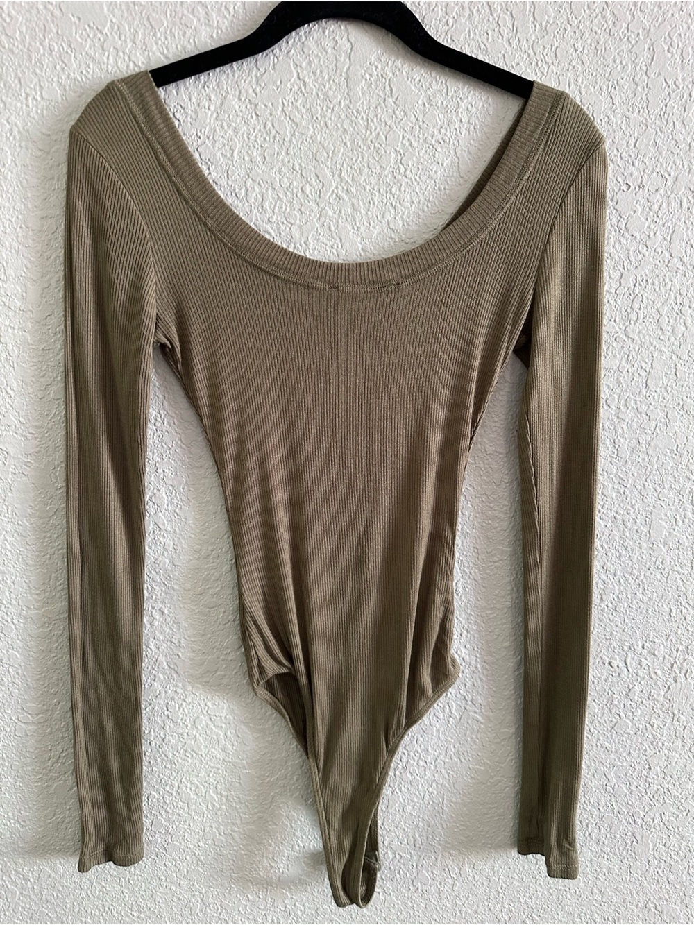 Lulus Simply the Best Olive Ribbed Henley Bodysuit XS Square Neck Stretch - Picture 5 of 11